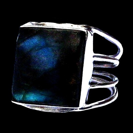 Bague indienne en argent et Labradorite - Bijoux indiens