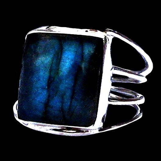 Bague indienne en argent et Labradorite - Bijoux indiens