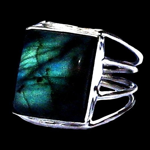 Bague indienne en argent et Labradorite - Bijoux indiens