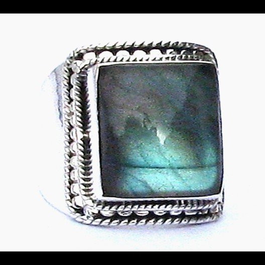 Bague indienne en argent et Labradorite - Bijoux indiens
