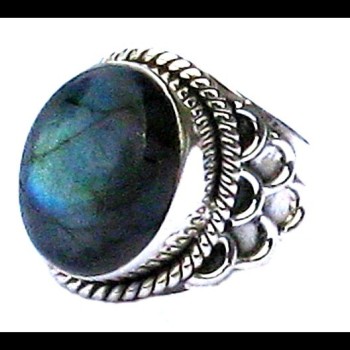 Bague indienne en argent et Labradorite - Bijoux indiens