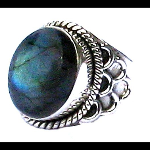 Bague indienne en argent et Labradorite - Bijoux indiens