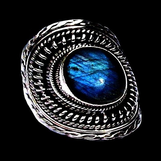 Bague indienne en argent et Labradorite - Bijoux indiens