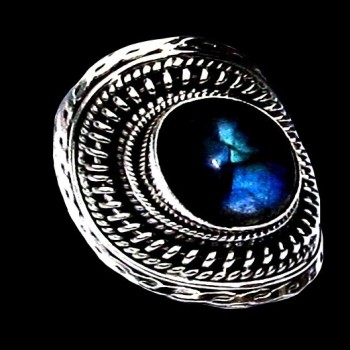 Bague indienne en argent et Labradorite - Bijoux indiens