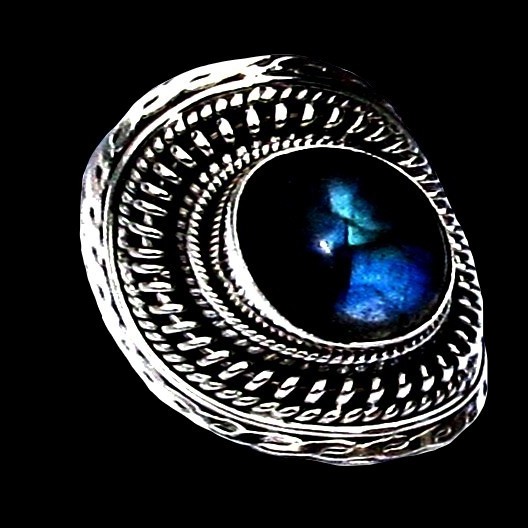 Bague indienne en argent et Labradorite - Bijoux indiens