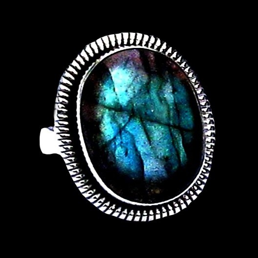 Bague indienne en argent et Labradorite - Bijoux indiens