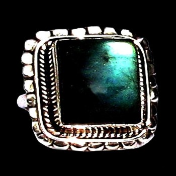 Bague indienne en argent et Labradorite - Bijoux indiens