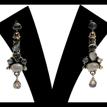 Bijoux indiens - Boucles d'Oreilles indiennes Labradorite