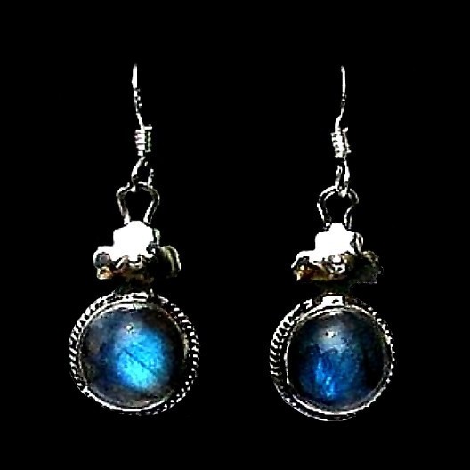 Bijoux indiens - Boucles d'Oreilles indiennes Labradorite