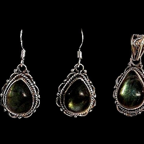 Parure indienne argent Labradorite - Bijoux indiens