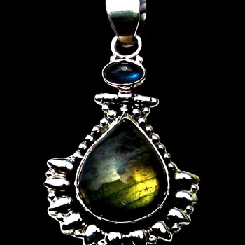 Pendentif indien argent Labradorite - Bijoux indiens