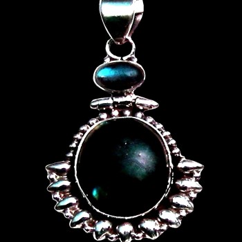 Pendentif indien argent Labradorite - Bijoux indiens