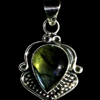 Pendentif indien argent Labradorite - Bijoux indiens