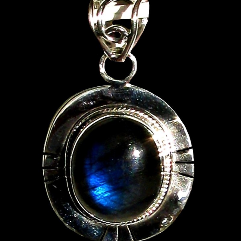 Pendentif indien argent Labradorite - Bijoux indiens