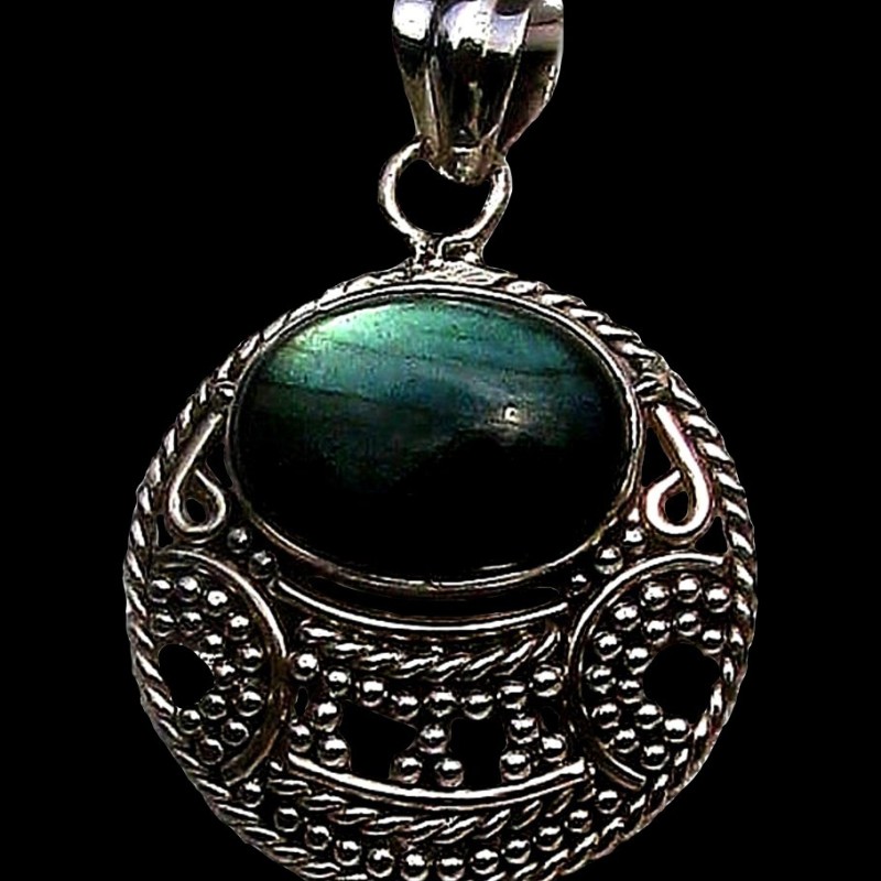 Pendentif indien argent Labradorite - Bijoux indiens