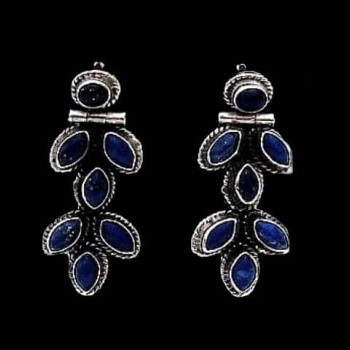 Boucles d'Oreilles argent Lapis-Lazuli - Bijoux indiens