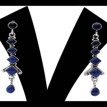 Boucles d'Oreilles argent Lapis-Lazuli - Bijoux indiens