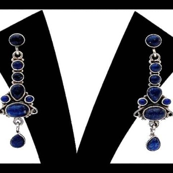 Boucles d'Oreilles argent Lapis-Lazuli - Bijoux indiens