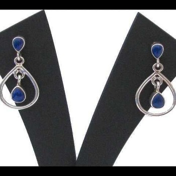 Boucles d'Oreilles argent Lapis-Lazuli - Bijoux indiens