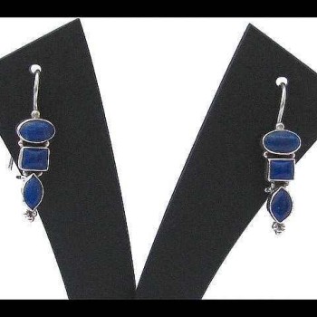 Boucles d'Oreilles argent Lapis-Lazuli - Bijoux indiens