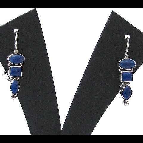 Boucles d'Oreilles argent Lapis-Lazuli - Bijoux indiens