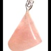 Pendentif métal (plaqué argent) et quartz rose naturel