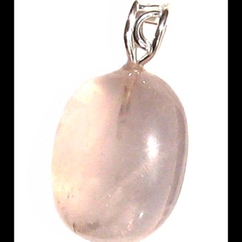 Pendentif métal (plaqué argent) et quartz rose naturel