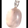 Pendentif métal (plaqué argent) et quartz rose naturel
