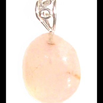 Pendentif métal (plaqué argent) et quartz rose naturel