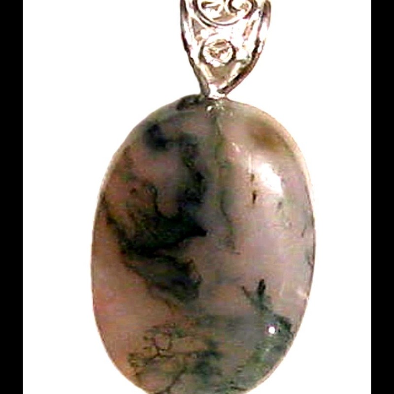 Bijoux en Agate Mousse - Pendentif indien - Bijoux fantaisie