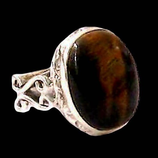 Bague indienne Oeil de Tigre - Bijoux indiens argent