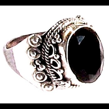 Bijoux indiens - Bague Onyx - Bague indienne en argent