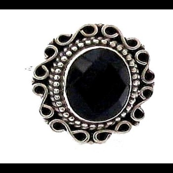 Bijoux indiens - Bague Onyx - Bague indienne en argent