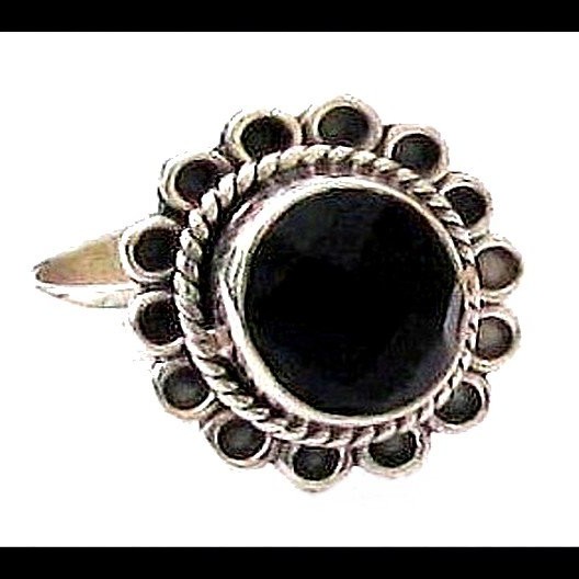 Bijoux indiens - Bague Onyx - Bague indienne en argent