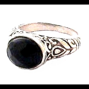 Bijoux indiens - Bague Onyx - Bague indienne en argent
