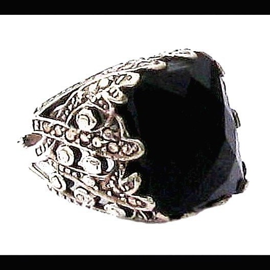 Bijoux indiens - Bague Onyx - Bague indienne en argent