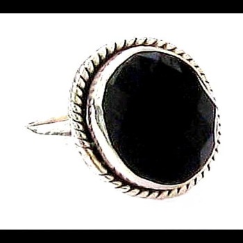 Bijoux indiens - Bague Onyx - Bague indienne en argent