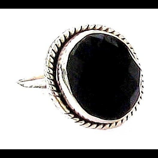 Bijoux indiens - Bague Onyx - Bague indienne en argent