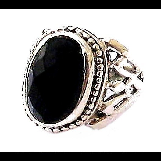 Bijoux indiens - Bague Onyx - Bague indienne en argent