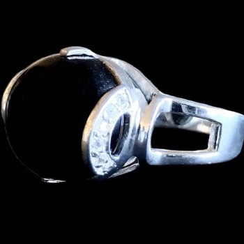 Bague argent rhodié Onyx naturelle