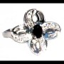 Bague argent rhodié Onyx naturelle