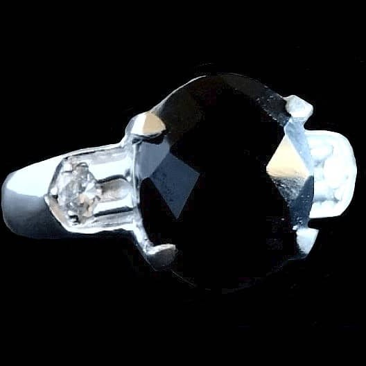 Bague argent rhodié Onyx naturelle