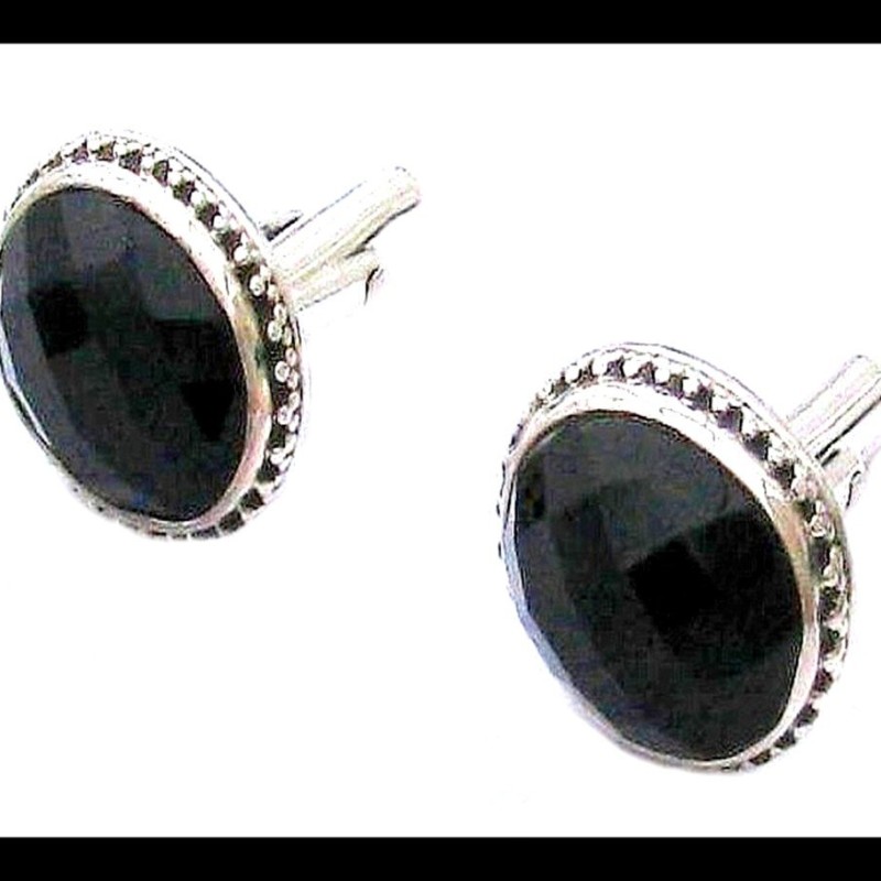 Bijoux Onyx argent - Boutons de Manchettes indiens Onyx