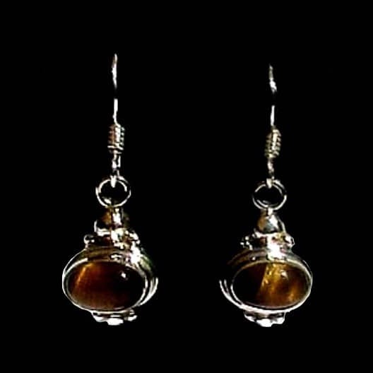 Bijoux indiens - Boucles d'Oreilles indiennes Oeil de tigre