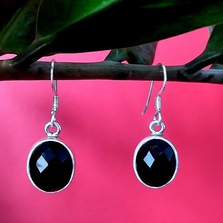 Bijoux Onyx argent - Boucles d'Oreilles indiennes Onyx