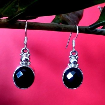 Bijoux Onyx argent - Boucles d'Oreilles indiennes Onyx