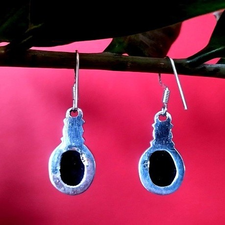 Bijoux Onyx argent - Boucles d'Oreilles indiennes Onyx