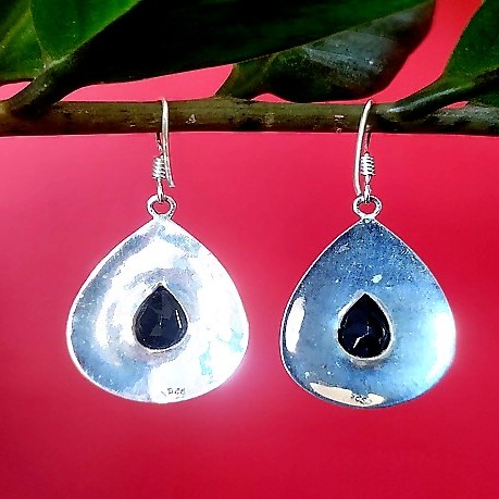 Bijoux Onyx argent - Boucles d'Oreilles indiennes Onyx