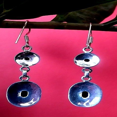 Bijoux Onyx argent - Boucles d'Oreilles indiennes Onyx