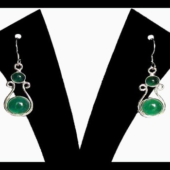 Bijoux Onyx argent - Boucles d'Oreilles indiennes Onyx